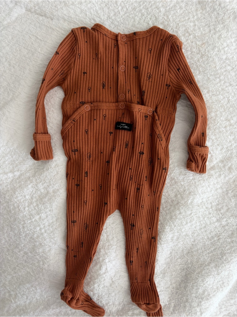 Rust Ribbed Footed One-Piece - Picture 3 of 4